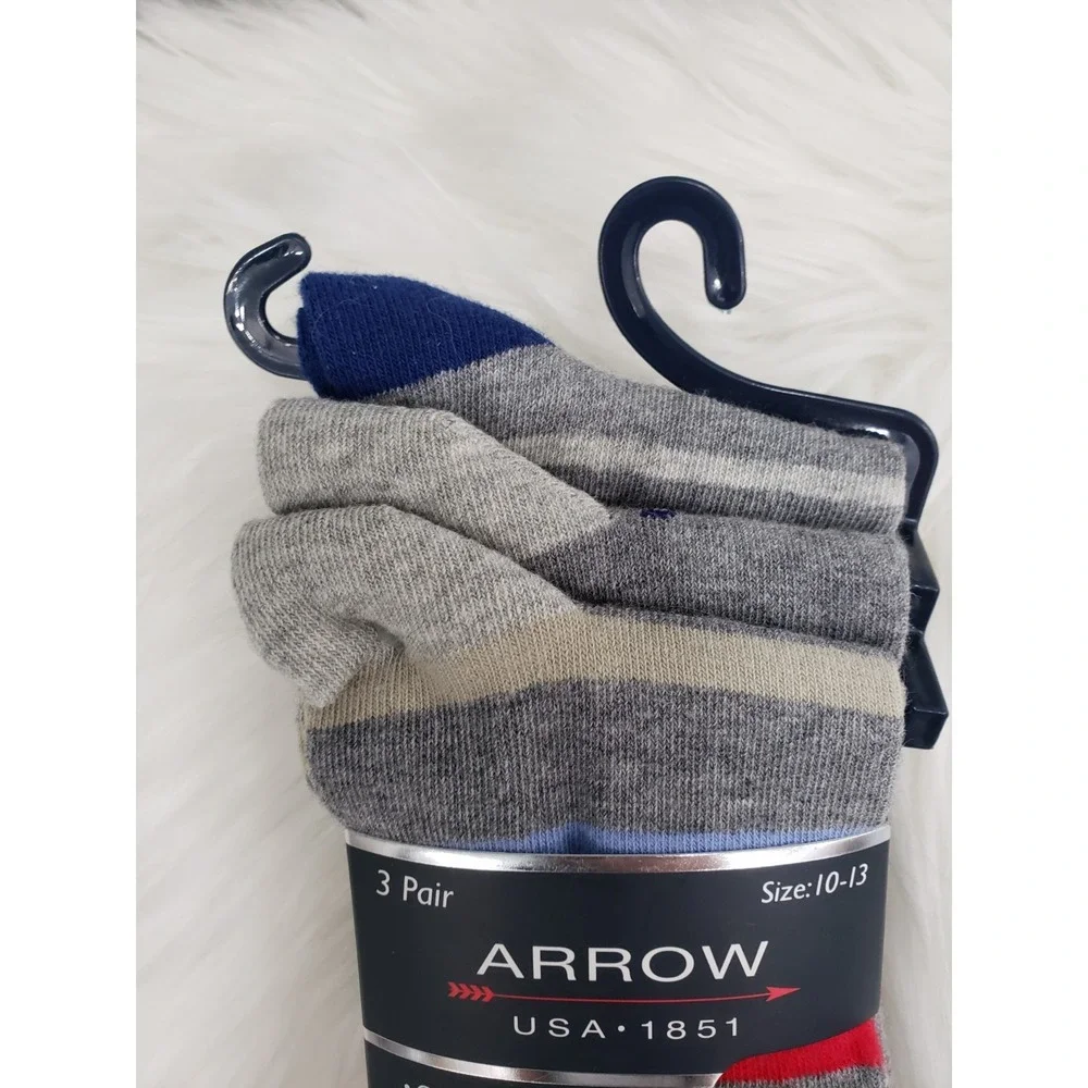 NEW Arrow Brand Tall Crew Cut Socks 2000s Dress Socks Striped Colorful Men 10-13